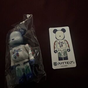 Pattern Blue & White Floral Bear Figure for Kids